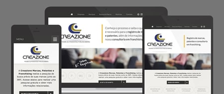 Design Responsivo criado para Creazione Marcas, Patentes e Franchising