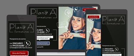 Design Responsivo criado para Plano A Formaturas