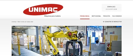 Site criado para Unimac Máquinas para Madeira